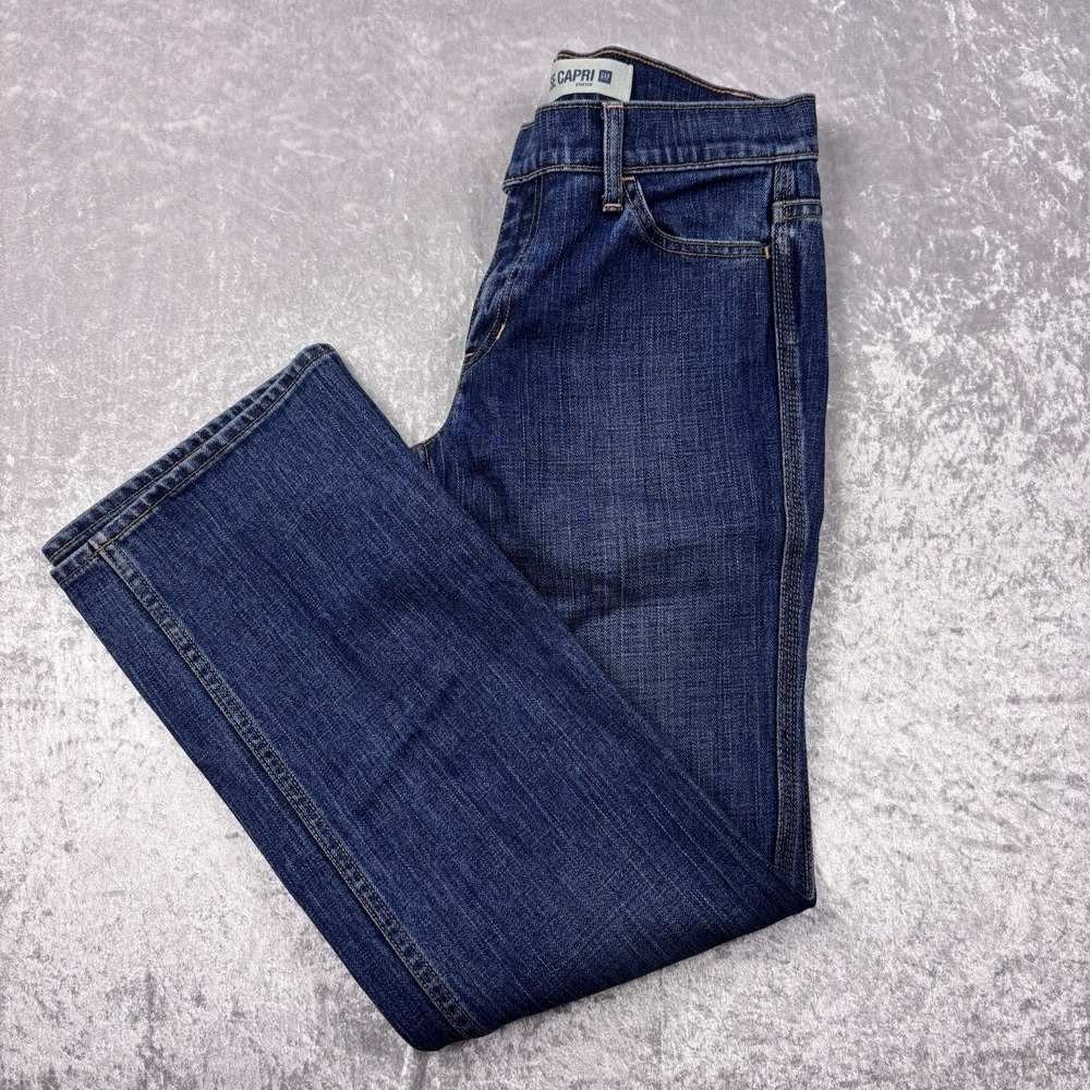 GAP Women's Size 4R Low Rise Capri Stretch Denim medium Wash Blue Jeans - Picture 8 of 9